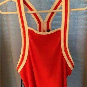 Bright red and white tank top